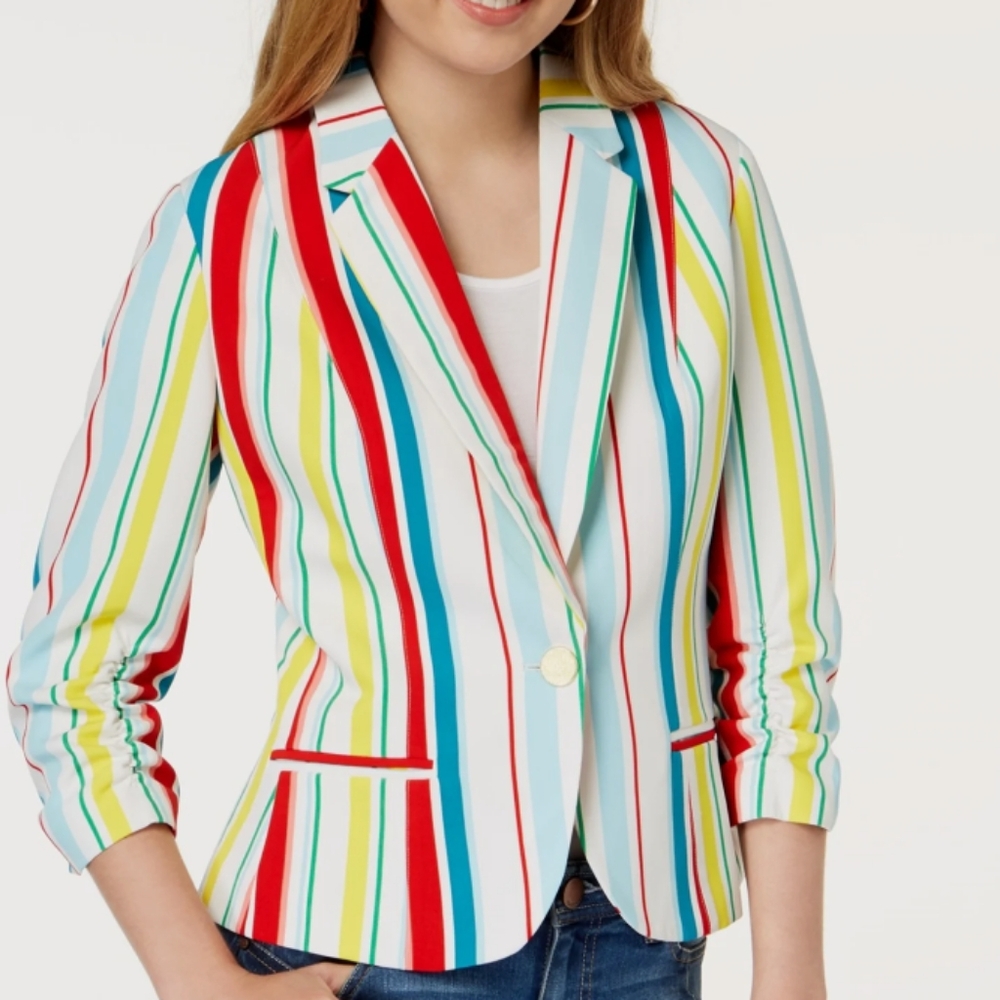 Vibrant Red and Yellow Blazer with Tailored Fit